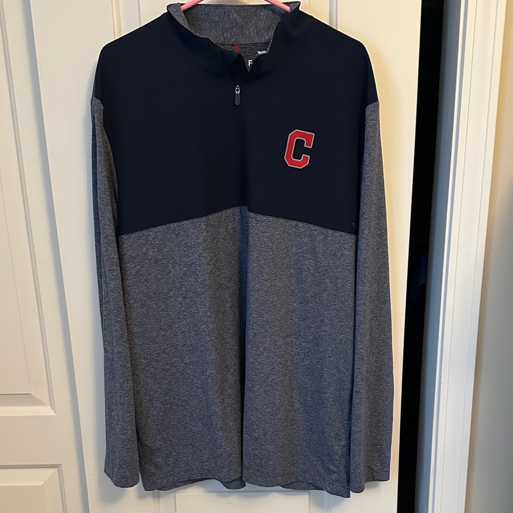 Fanatics Cleveland Indians Guardians 1/4 Zip Pullover Gray Blue XL Lightweight